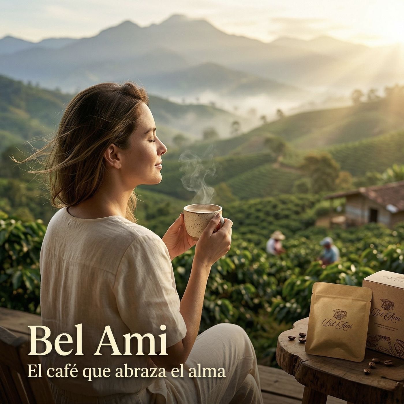 Paisaje cafetero colombiano al amanecer